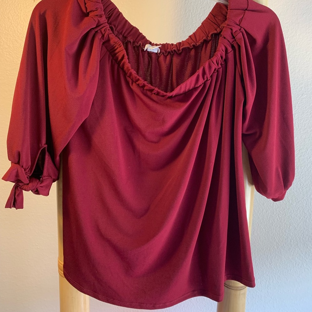 Off shoulder red top with sleeve ties BP brand - S